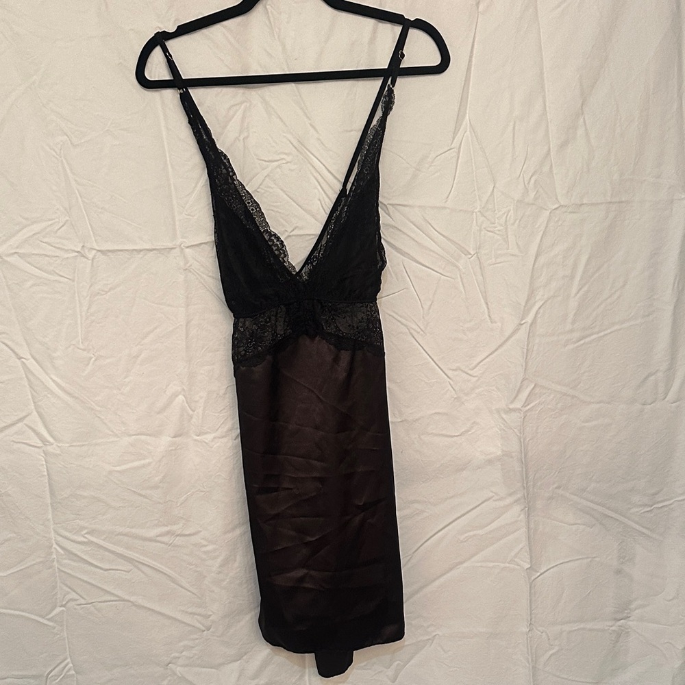 Frederick's of Hollywood Elegant Black Lace Slip